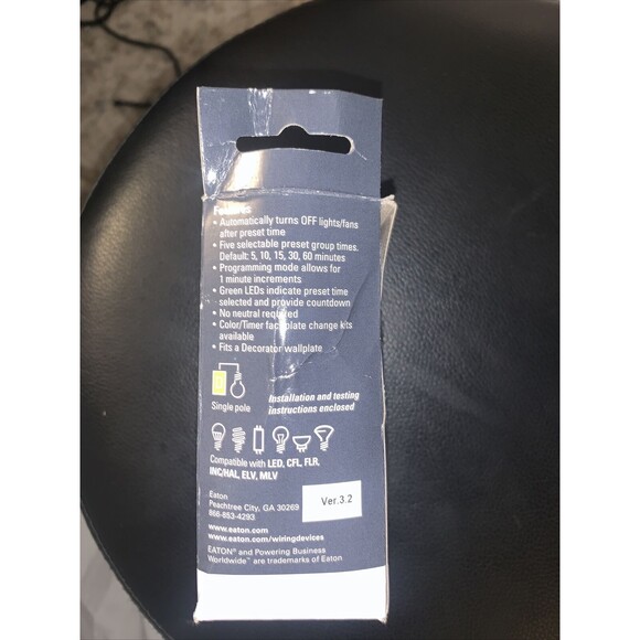 5 Button Program Timer Cooper Wiring Device PT18M-BK Unv 1800W 120V 15 - Picture 3 of 4